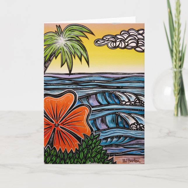 Tropical Waves Blank Greeting Card (Front)