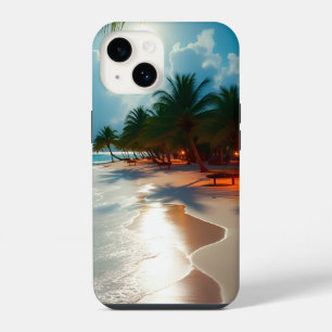 Tropical Waves Blue cloudy sky beach iPhone 14 Case