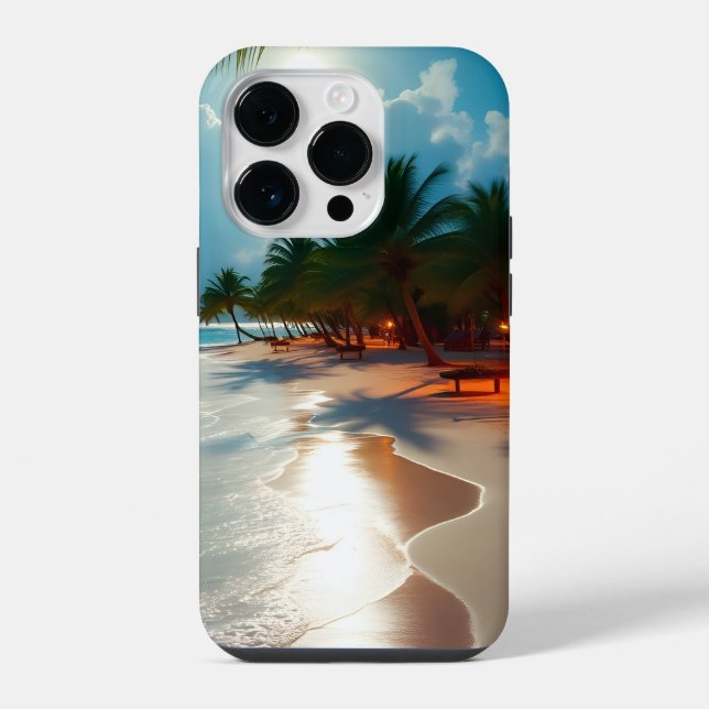 Tropical Waves Blue cloudy sky beach iPhone Case (Back)