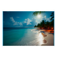 Tropical Waves Blue cloudy sky beach