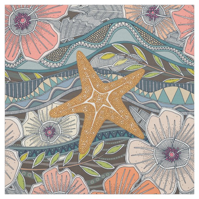 tropical waves earth fabric (Swatch)