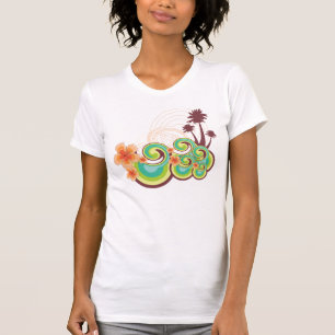 Tropical Waves Hibiscus Summer Beach Palm Trees T-Shirt