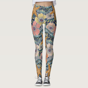 tropical waves navy leggings