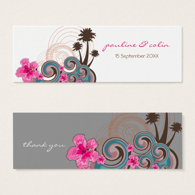 Tropical Waves Pink Hibiscus Destination Wedding (Front & Back)