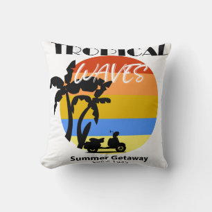 Tropical Waves Summer Beach Getaway Throw Pllow Cushion