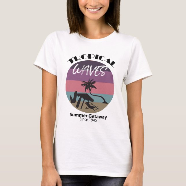 Tropical Waves Summer Getaway Theme T-Shirt (Front)