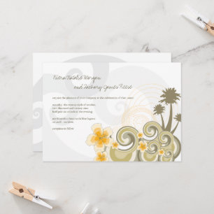 Tropical Waves Yellow Hibiscus Destination Wedding Invitation
