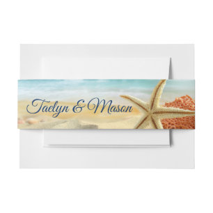 Tropical Wedding Beach Scene Invitation Belly Band