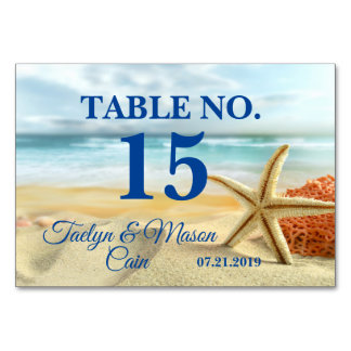Tropical Wedding Beach Scene Table No. Card