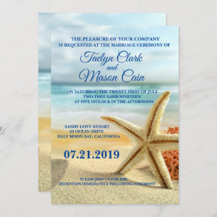 Tropical Wedding Beach Scene Wedding Invitation