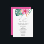 Tropical Wedding Ceremony Programs Pink Flowers<br><div class="desc">These tropical wedding ceremony programs feature a vibrant pink hibiscus flower with monstera palm leaves. Use the template fields to add your order of service. The 5x7 card reverses to a matching fuchsia pink colour. A botanical choice for garden and destination weddings. To see more unique designs like this visit...</div>