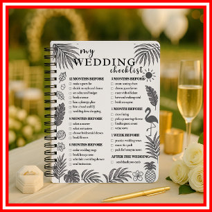 Tropical Wedding Checklist Planner Modern Elegant