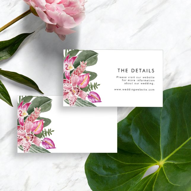 Tropical Wedding Details Enclosure Card (Tropical Floral Wedding Details Enclosure Card by Painted Paperie
)