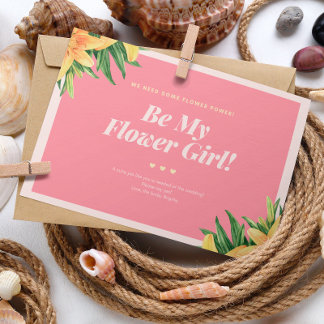 Tropical Wedding Flower Girl Card