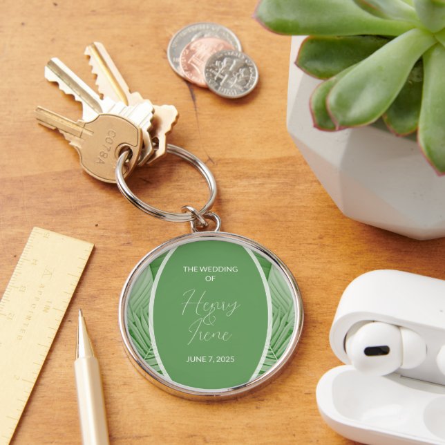 Tropical Wedding Green  Key Ring (Desk)