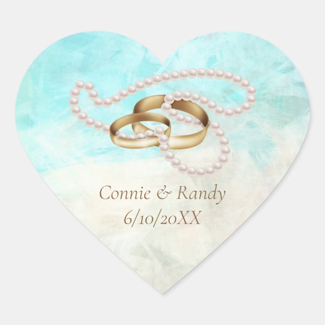 Tropical Wedding Heart Stickers (Front)