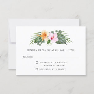 Tropical Wedding in Paradise Floral RSVP Card