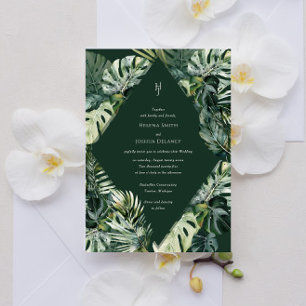 Tropical Wedding Invitation – Dark Green Botanical