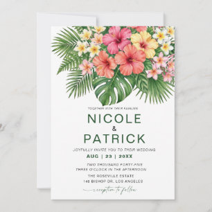 Tropical Wedding Invitation Hibiscus Floral