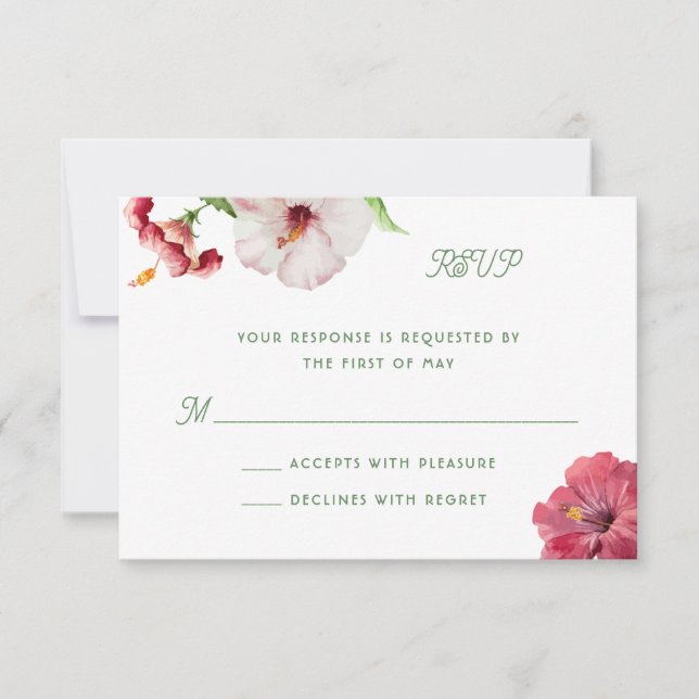 Tropical Wedding Invitation RSVP Card (Front)