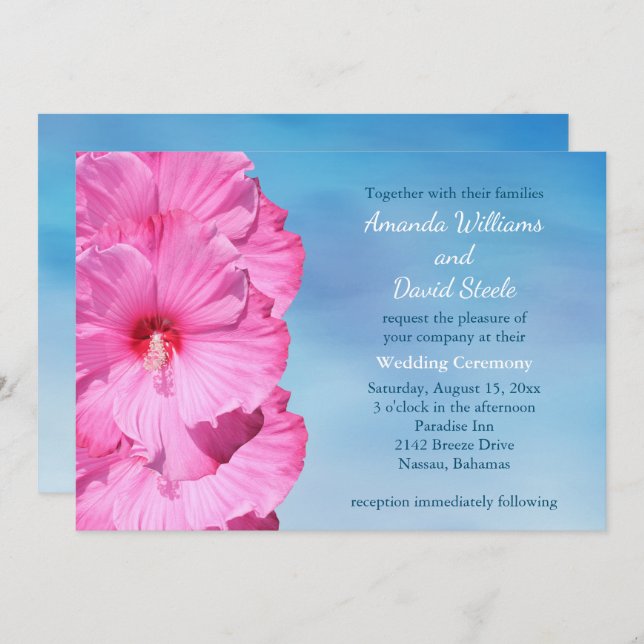 Tropical Wedding Invitation (watercolor) (Front/Back)