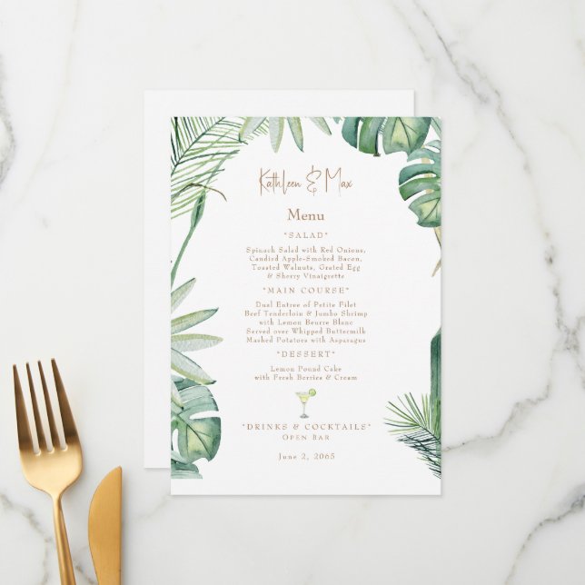 Tropical Wedding Menu  (Front/Back In Situ)