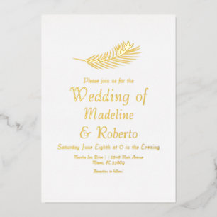 Tropical Wedding Palm Leaf Traditional Wedding  Foil Holiday Card