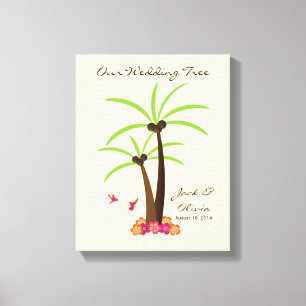 Tropical Wedding Palm Tree Thumbprint Guestbook