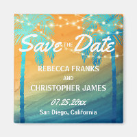 Tropical Wedding Palm Trees Save the Date Magnets