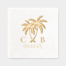 Tropical Wedding Palms Couple Initials & Date