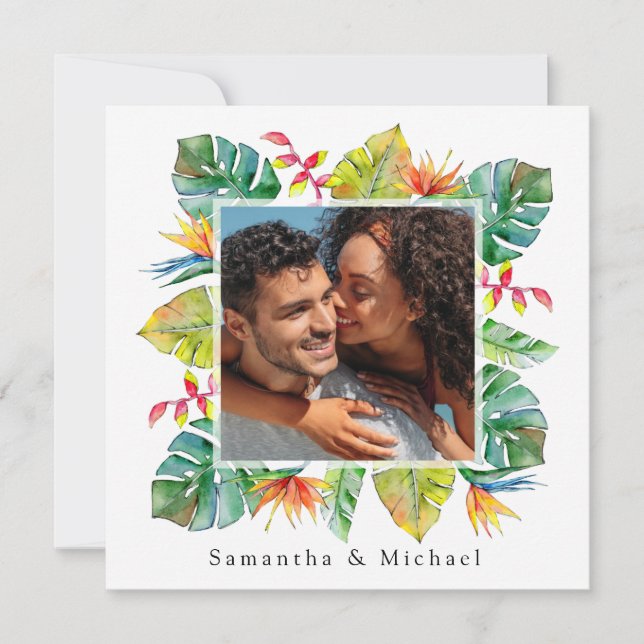 Tropical Wedding | Photo Save The Date Card (Front)