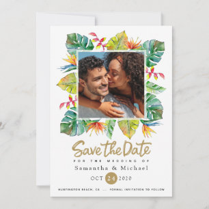 Tropical Wedding   Photo Save The Date Card