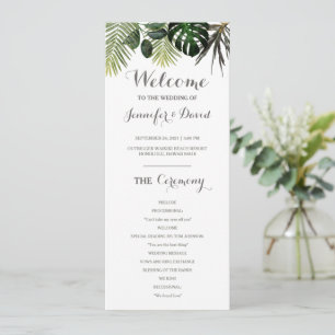 Tropical Wedding Program Flat Monstera Fern Plants