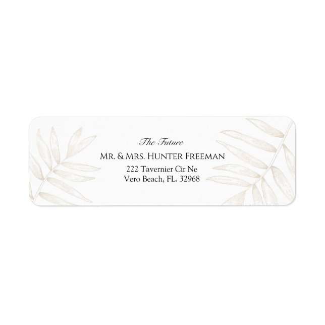 Tropical Wedding Return Address Label  (Front)