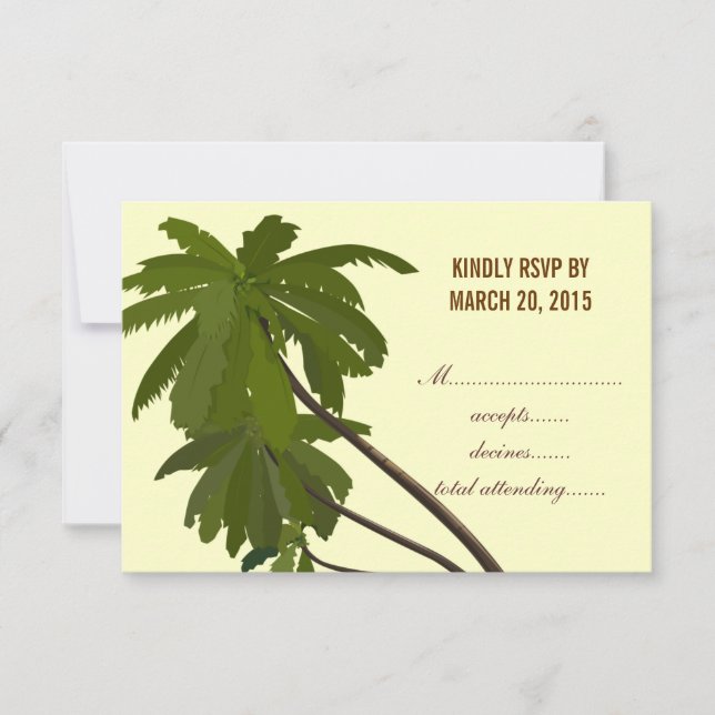 Tropical Wedding RSVP Palm Trees Card (Front)