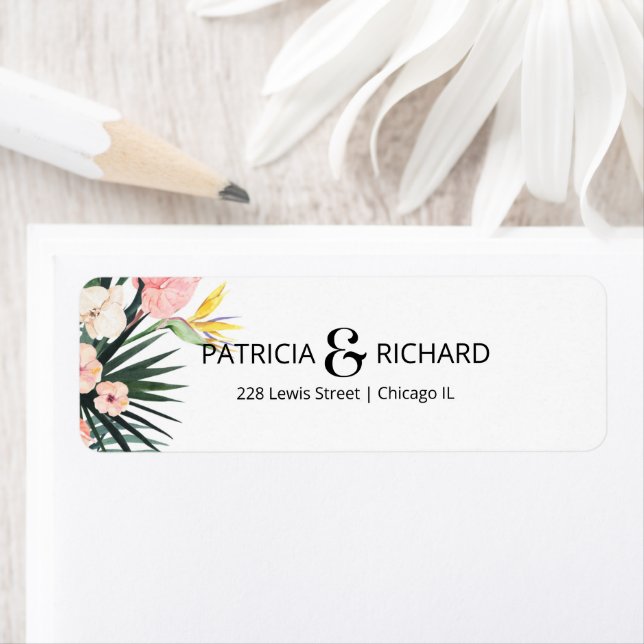 Tropical Wedding Save The Date Return Address Label (Insitu)