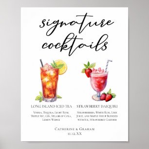 Tropical Wedding Signature Cocktails Menu Poster
