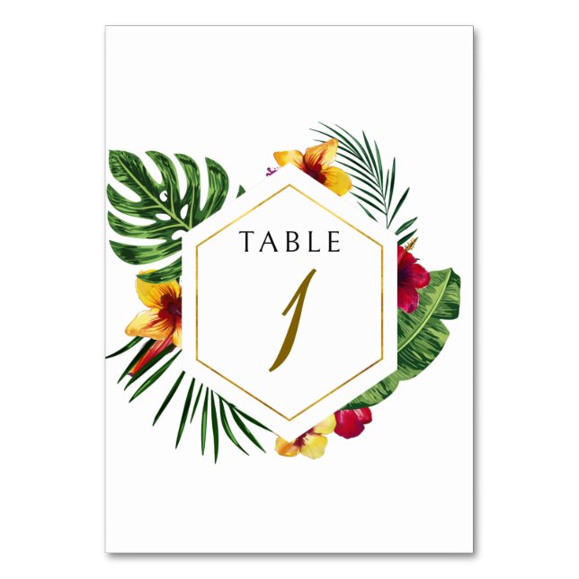 Tropical Wedding Table Number (Front)