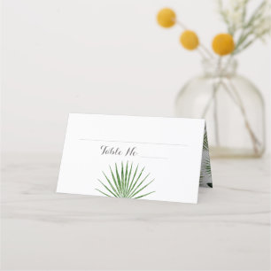 Tropical Wedding Watercolor Fern Folded Place Card