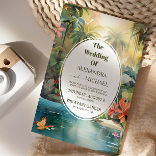 Tropical Wedding Watercolor Floral Invitation