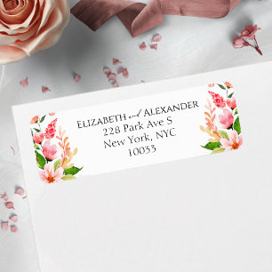 Tropical Wedding Watercolor Return Address Label