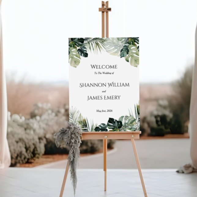 Tropical Wedding Welcome Sign – Botanical Theme (Creator Uploaded)