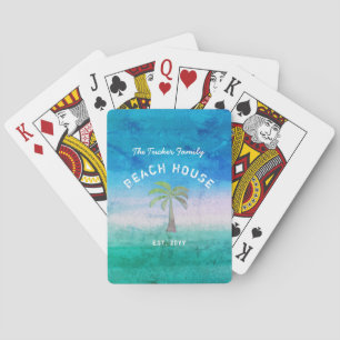 Tropical Welcome Ocean Blue Green Beach House Playing Cards