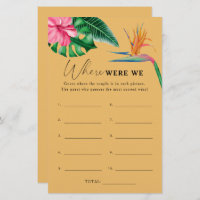 Tropical - Where were we bridal shower game