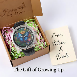 Tropical Whisper" - Blue Butterfly Watch