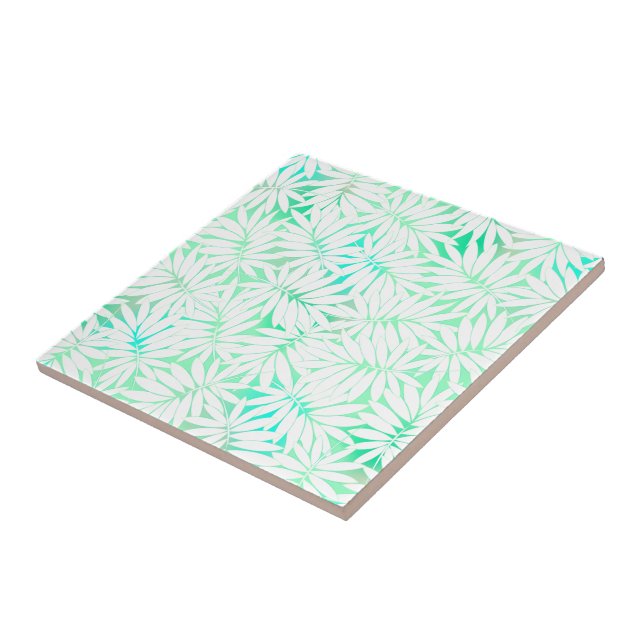 Tropical white and green leaves tile (Side)