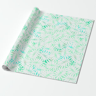 Tropical white and green leaves wrapping paper