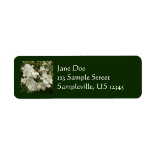Tropical White Begonia Floral Return Address Label
