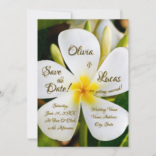 Tropical White Floral - New Beginnings - Wedding Invitation