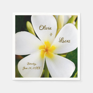 Tropical White Floral - New Beginnings - Wedding Napkin